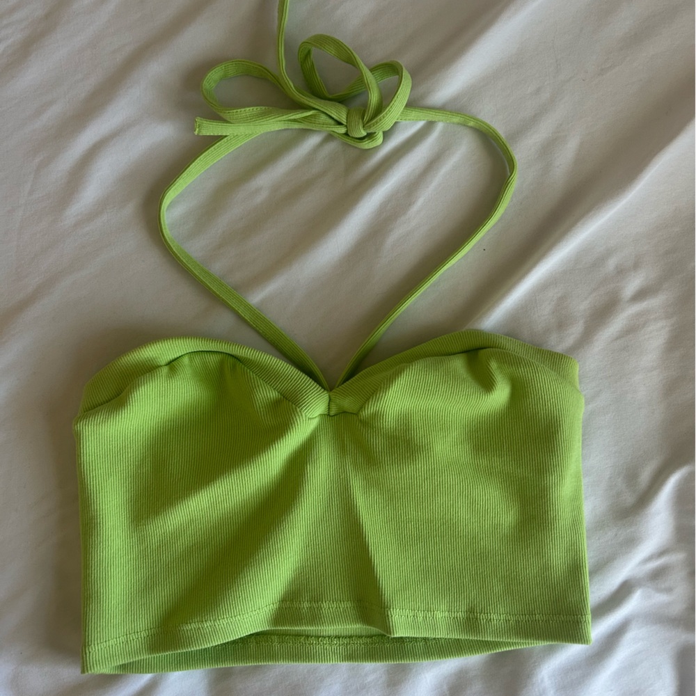 Zara Lime Green Ribbed Top